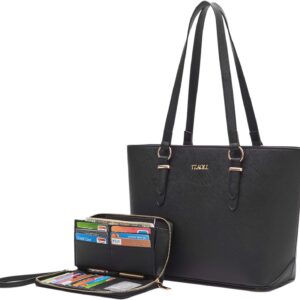 YZAOLL Purses for Women Faux Leather Medium Large Tote Satchel Shoulder Purse Handbag Wallet set